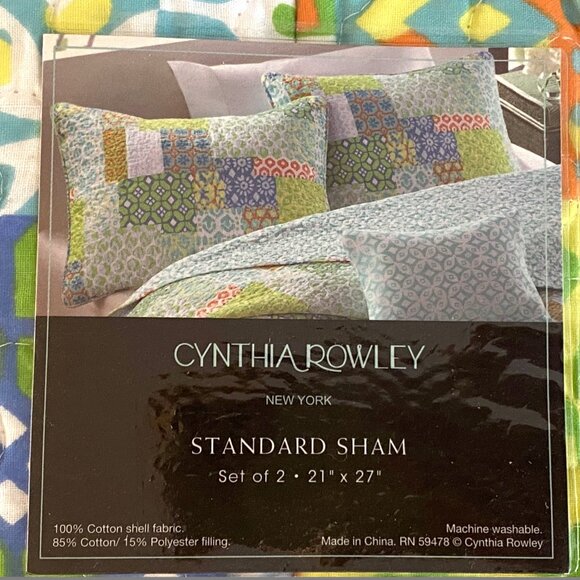 NEW Cynthia Rowley NEW YORK 3 piece Set Bedspread Quilt 2 Shams Patchwork NIP - Picture 6 of 13